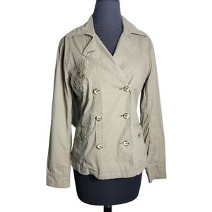 CAbi tan khaki safari utility jacket double breasted lightweight small